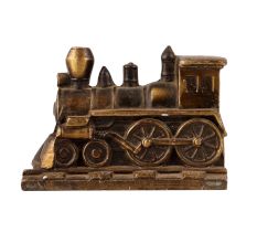 Metal Train Engine Statue in English Art