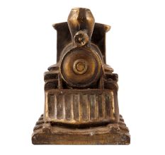 Metal Train Engine Statue in English Art