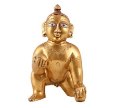 Golden Brass Baby Lord Krishna Statue