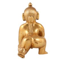 Golden Brass Baby Lord Krishna Statue