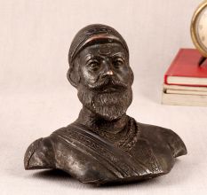 Brass Shivaji Maharaj Bust Statue for Decor