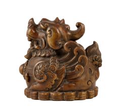 Handmade Brass Lion Statue in Chinese Art