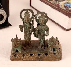 Vintage Brass Lord Ram & Goddess Sita Statue