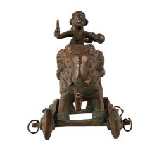 Indian Brass Elephant Statue with Two Riders