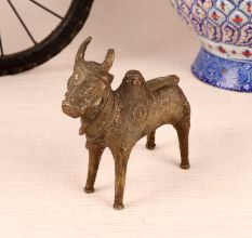 Indian Brass Nandi Statue in Tribal Art