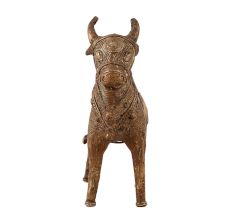 Indian Brass Nandi Statue in Tribal Art