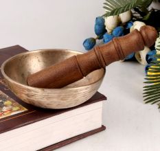 Handmade Singing Bowl with Wooden Mallet