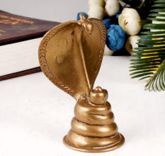 Indian Brass Lingam with Cobra Statue