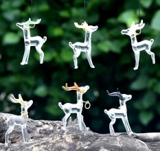 Multicolor Deer Christmas Tree Decoration Ornaments Set of 6 Pcs