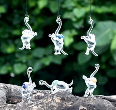 Multicolor Assorted Mini Elephant Christmas Tree Ornaments Set of 6 Pcs