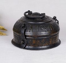 Vintage Brass Jewelry Box in Black Finish