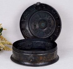 Vintage Brass Jewelry Box in Black Finish