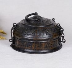Vintage Brass Jewelry Box in Black Finish