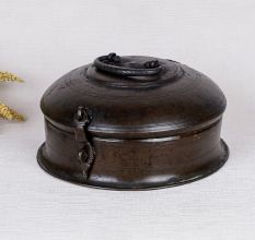 Round Handmade Jewelry Box Made of Brass