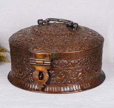 Beautiful Indian Brass Paan Daan in Antique Finish