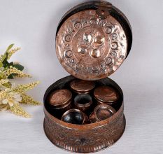 Beautiful Indian Brass Paan Daan in Antique Finish