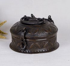 Indian Vintage Brass Jewelry Box in Brown Finish