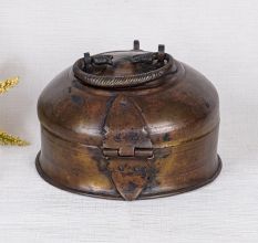 Plain Brown Brass Jewelry Box with Latch