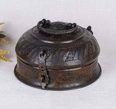 Luxury Brass Jewelry Box in Dark Brown Finish