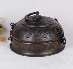 Luxury Brass Jewelry Box in Dark Brown Finish