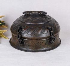 Luxury Brass Jewelry Box in Dark Brown Finish