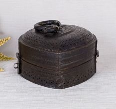 Vintage Brass Jewelry Box with Jali Engraving