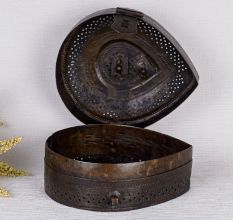 Vintage Brass Jewelry Box with Jali Engraving