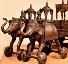 Handmade Elephant Chariot Made of Brass for Decor