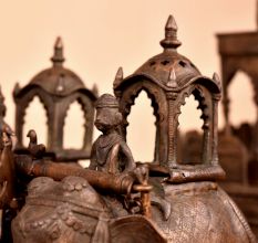 Handmade Elephant Chariot Made of Brass for Decor