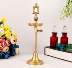 Adjustable Brass Oil Lamp for Pooja