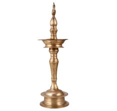 Shiny Brass Oil Lamp Carved with Peacock