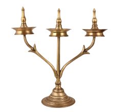 South Indian Brass Oil Lamp in Antique Finish