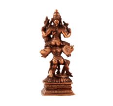 Handmade Copper Statue of Narasimha, Lakshmi and Garuda