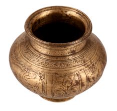 Incredibly Carved Brass Lota or Pot for Decoration