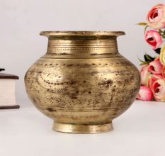 Traditional Golden Brass Pot or Lota for Decoration