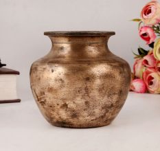 Round Plain Brass Water Pot Lota for Rituals