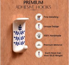 Beautiful White Ceramic Self Adhesive Hook for Bathroom