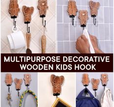 Brown Wooden Bear Elephant Hippo Wall Hooks For Kids - Pack of 3