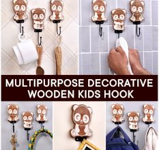 Brown Wooden Cute Panda Decorative Hooks For Kids - Pack of 3