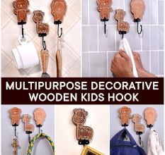 Brown Cute Lion Monkey Giraffe Wall Mounted Hooks For Kids - Pack of 3