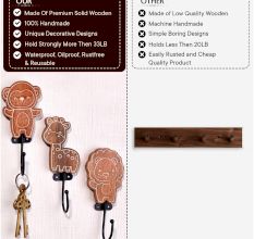 Brown Cute Lion Monkey Giraffe Wall Mounted Hooks For Kids - Pack of 3