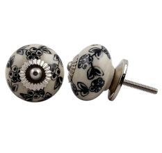 Black Floral Dresser Knob