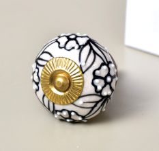 Black Flower Dresser Knob