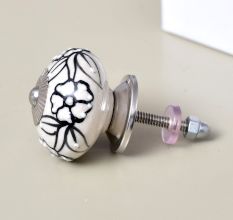 Black Flower Dresser Knob