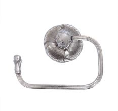Silver Brass Floral Base Bathroom Hardware Accessories Set of 4