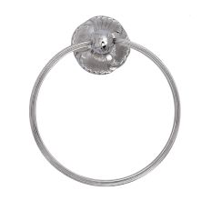 Silver Brass Floral Base Bathroom Hardware Accessories Set of 4