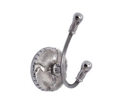 Silver Brass Floral Base Bathroom Hardware Accessories Set of 4