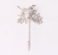Silver Brass Bird Design Set of 5 Bathroom Hardware Accessories