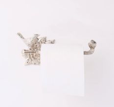 Silver Brass Bird Design Set of 5 Bathroom Hardware Accessories