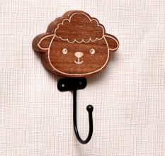 Brown Wooden Sheep Wall Hooks For Hanging